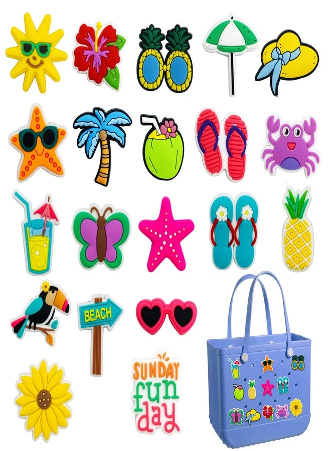 HYTYQDAFA 20PCS Beach Charms for Bogg Bag, Hawaii Accessories With Sturdy Clips for Totes, Rubber Bag Accessories, Decoration Charms for Girls Women - Image 1